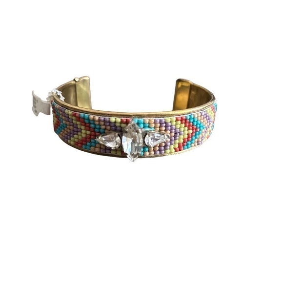 Multicolored Bead & Crystal Goldtone Cuff Bracelet by Stephan & Co. - Picture 13 of 14